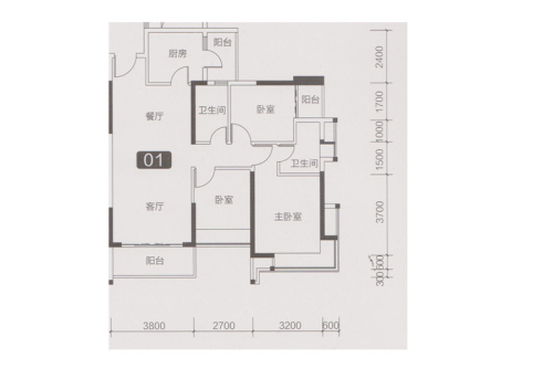 丽丰棕榈彩虹6、7幢01户型-3室2厅2卫1厨建筑面积106.00平米