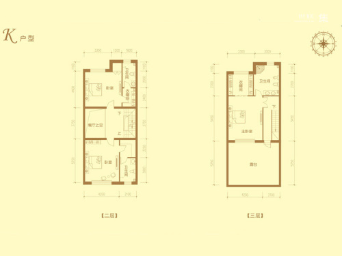 香橼墅K户型二层三层-K户型二层三层-4室3厅4卫1厨建筑面积319.00平米