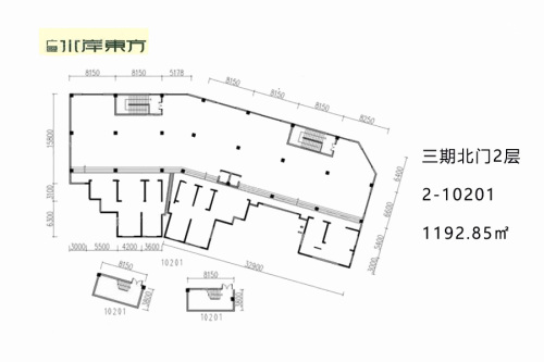 广厦水岸东方商铺三期北门2层2-10201（1192.85㎡）-1室1厅0卫0厨建筑面积1192.85平米