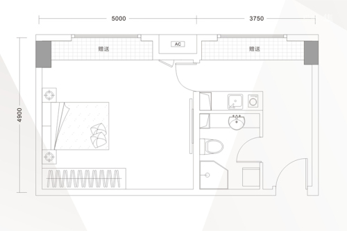 招商·钻石山C户型-1室0厅1卫0厨建筑面积56.00平米