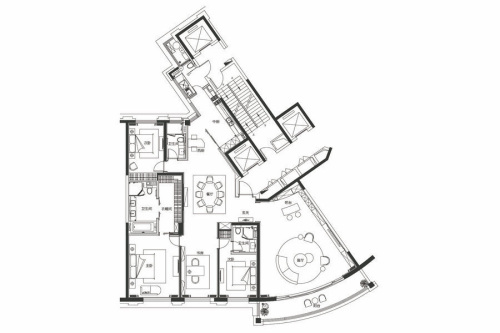 尚海湾豪庭二期C户型-4室2厅4卫2厨建筑面积282.36平米