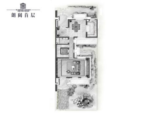 中海紫御别墅联排别墅H1户型一层-5室5厅5卫1厨建筑面积359.37平米