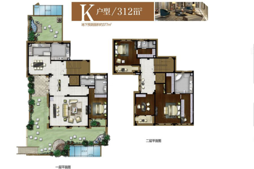 地产尚海郦景K户型-3室5厅8卫2厨建筑面积312.00平米