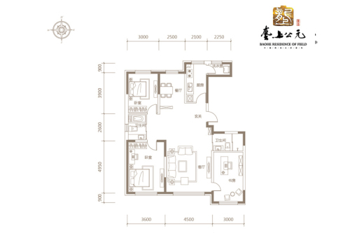 保合垄上公元B5#尚邸户型图-3室2厅2卫1厨建筑面积143.00平米