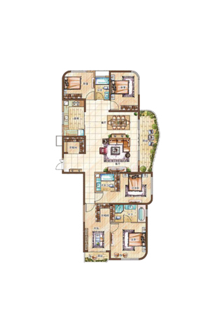 金都海尚国际6#楼H户型-5室2厅3卫1厨建筑面积232.00平米