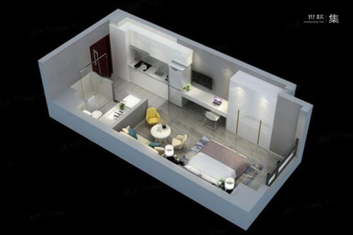 中电颐和府邸公寓A户型-1室1厅1卫1厨建筑面积43.00平米