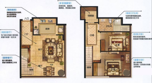 金奥缤润汇一期公寓标准层C-1户型-2室2厅1卫1厨建筑面积68.00平米