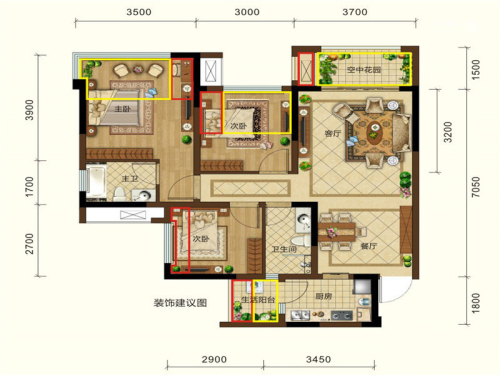 润扬观澜鹭岛一期1、5号楼标准层B1户型-3室2厅2卫1厨建筑面积86.37平米