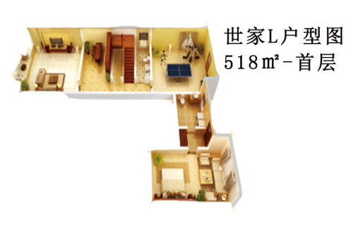 达观天下世家L户型518㎡首层-5室4厅6卫2厨建筑面积518.00平米