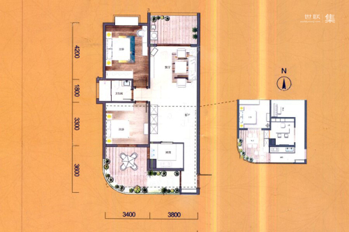 候鸟湾二期二期D户型-2室2厅1卫1厨建筑面积89.00平米