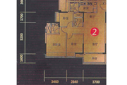 汇凯嘉园3室2厅2卫1厨建筑面积91.06平米