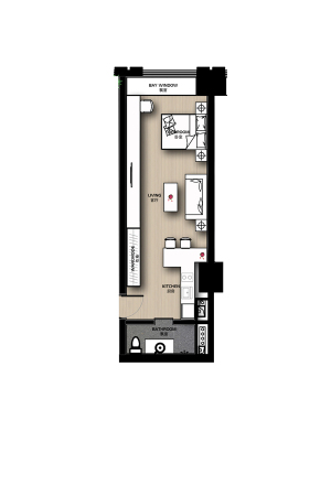 华元欢乐城小宝60方户型-1室1厅1卫1厨建筑面积60.00平米