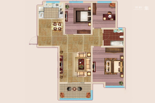 卓亚·香格里2#4#5#7#楼101㎡户型-3室2厅1卫1厨建筑面积101.00平米