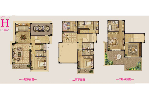 武夷绿洲六期沁河苑H7户型-6室2厅5卫1厨建筑面积309.00平米