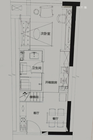 东亚新干线43方-43方-2室2厅1卫1厨建筑面积43.00平米