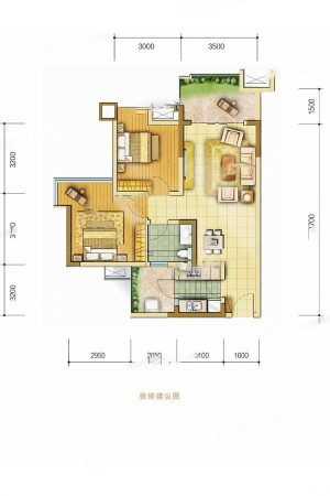中海右岸B4户型-B4户型-2室2厅1卫1厨建筑面积72.00平米
