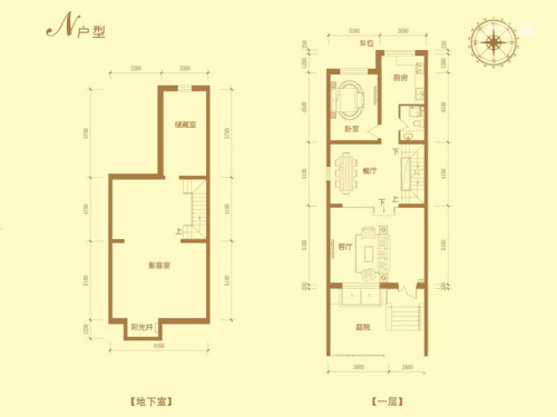 香橼墅N户型地下室一层-N户型地下室一层-5室3厅4卫1厨建筑面积321.00平米