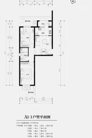 中铁碧桂园A1-1户型-2室2厅1卫1厨建筑面积78.00平米