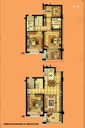 理想康城国际E户型-5室2厅3卫1厨建筑面积129.00平米