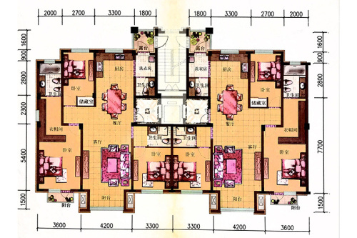 美弗霞湾YFV、VI户型-3室2厅3卫1厨建筑面积139.50平米