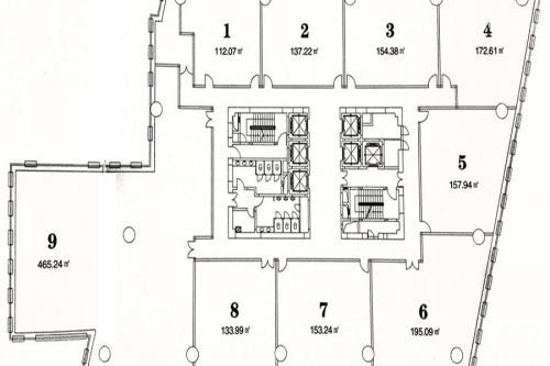 同方大厦A座平面图-1室0厅1卫0厨建筑面积130.00平米