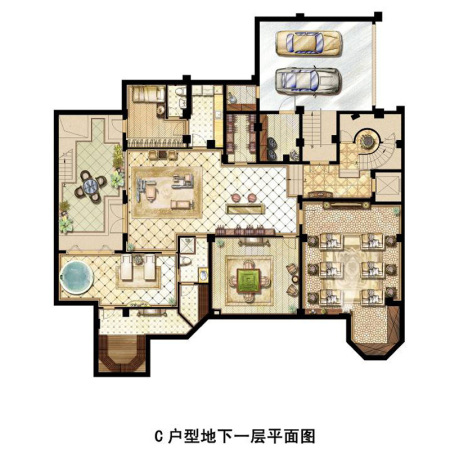 祥和王宫C户型地下一层-6室7厅6卫1厨建筑面积583.00平米