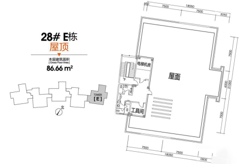 科瀛智创谷28#E栋屋顶户型-1室0厅0卫0厨建筑面积86.66平米