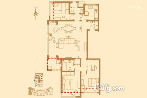 贝尚湾A户型-3室2厅2卫1厨建筑面积146.00平米