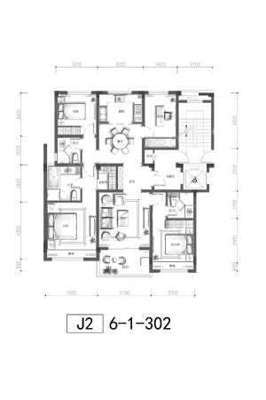 融创金成英特学府洋房136方J2户型-4室2厅3卫1厨建筑面积136.00平米