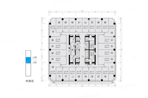 华润中心中高区平面图-28室0厅0卫0厨建筑面积2000.00平米