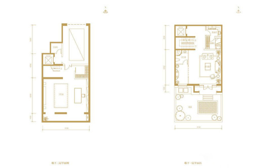 融创千章墅下叠地下二层及地下一层平面图-5室4厅4卫1厨建筑面积238.00平米