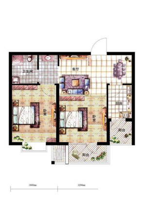 沈阳新天地晶典A1-3-2室2厅1卫0厨建筑面积57.60平米
