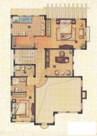 长泰西郊别墅C户型二层-4室3厅5卫2厨建筑面积400.00平米