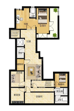 嘉业海悦别墅地下一层-8室4厅7卫1厨建筑面积291.00平米