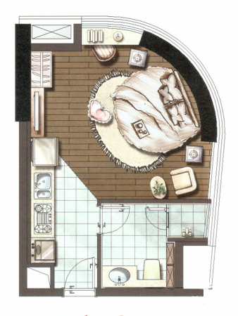 泰地海西中心P户型-1室0厅1卫1厨建筑面积42.00平米