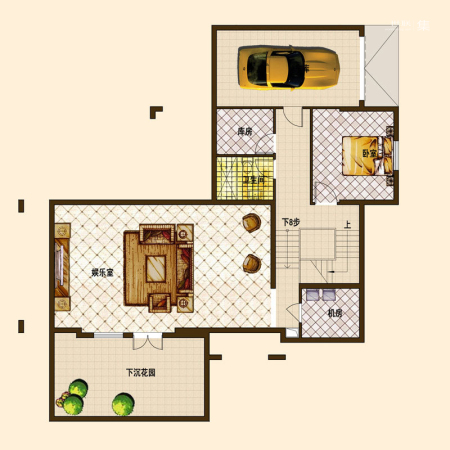建邦原香溪谷别墅d户型负一层-5室3厅5卫2厨建筑面积386.00平米