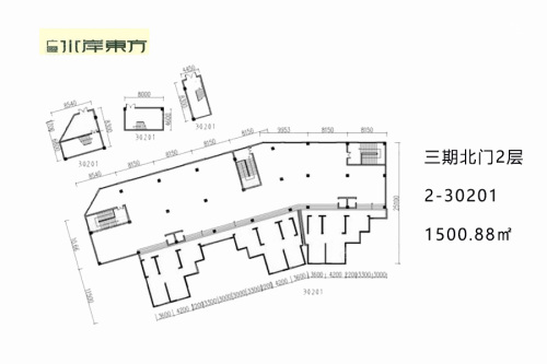 广厦水岸东方商铺三期北门2层2-30201（1500.88㎡）-1室1厅0卫0厨建筑面积1500.88平米
