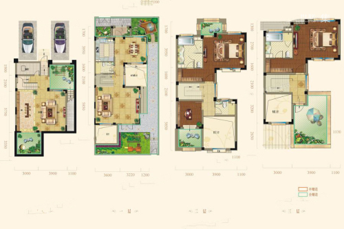 中海外·北岛别墅A1户型-3室3厅4卫1厨建筑面积276.00平米