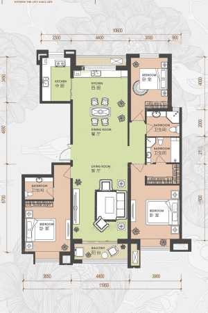铂宫后海2#01户型-3室2厅3卫2厨建筑面积180.00平米
