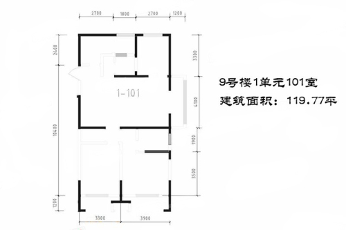 尚层MINI建面119.77平户型-3室2厅1卫1厨建筑面积119.77平米