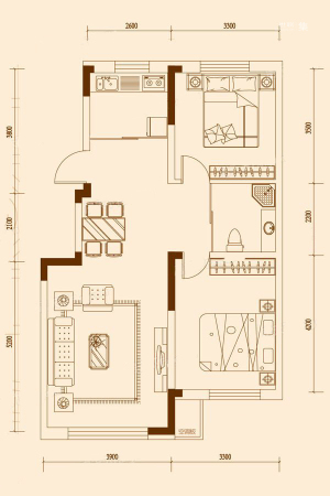 东安白金洋房C户型图-C户型图-2室2厅1卫1厨建筑面积83.00平米