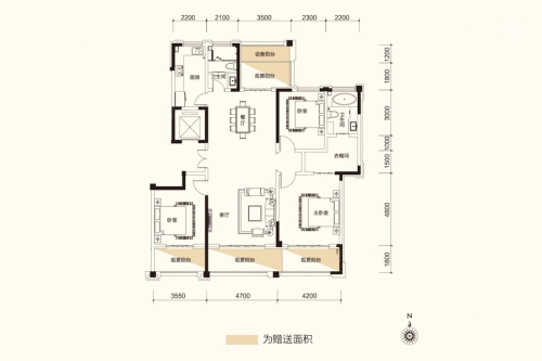 粤泰天鹅湾小高层180㎡户型-3室2厅2卫1厨建筑面积180.00平米