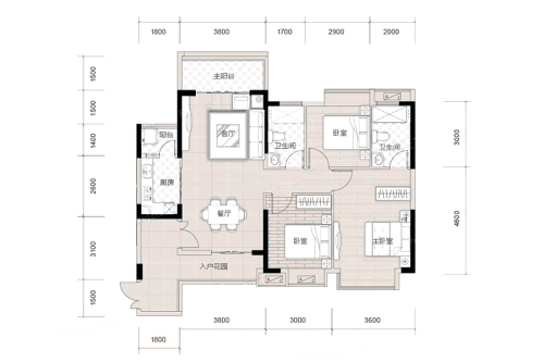 东方名都11座02户型-3室2厅2卫1厨建筑面积117.82平米
