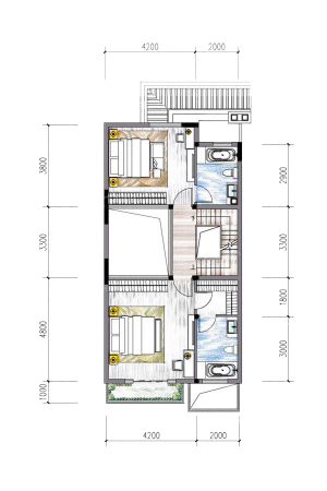 高新·骊山下的院子联排中户二层-4室3厅5卫1厨建筑面积165.02平米