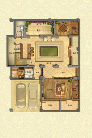 东晖龙悦湾别墅A户型地下室-4室2厅3卫1厨建筑面积230.00平米