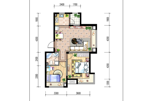 宏亚·圣诺园多层DB户型-2室2厅1卫1厨建筑面积73.09平米