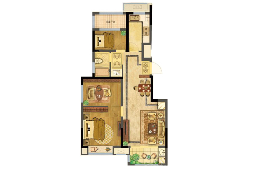江山荟项目A1户型-3室2厅1卫1厨建筑面积78.00平米
