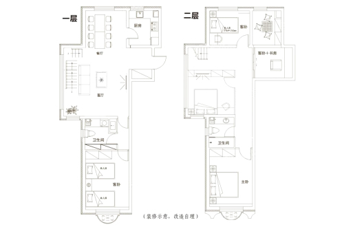 中央学府跃层170㎡户型-跃层170㎡户型-6室2厅2卫1厨建筑面积170.00平米