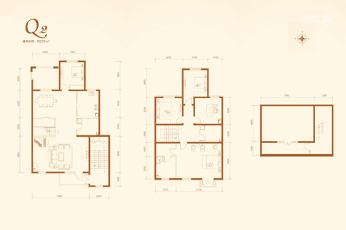 长海御墅Q2户型-4室2厅2卫1厨建筑面积297.00平米