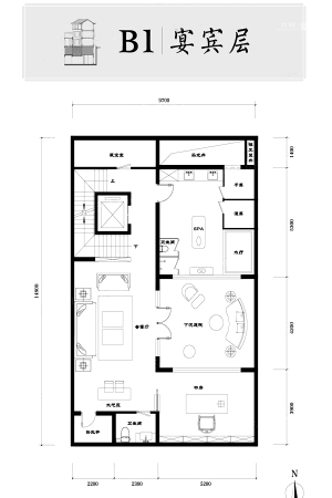 北科建泰禾·丽春湖院子独院C户型-负一层-4室3厅8卫1厨建筑面积441.00平米